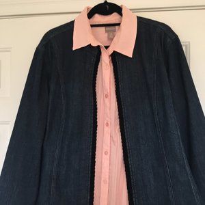EUC size 3 Chico's denim jacket and pink blouse
